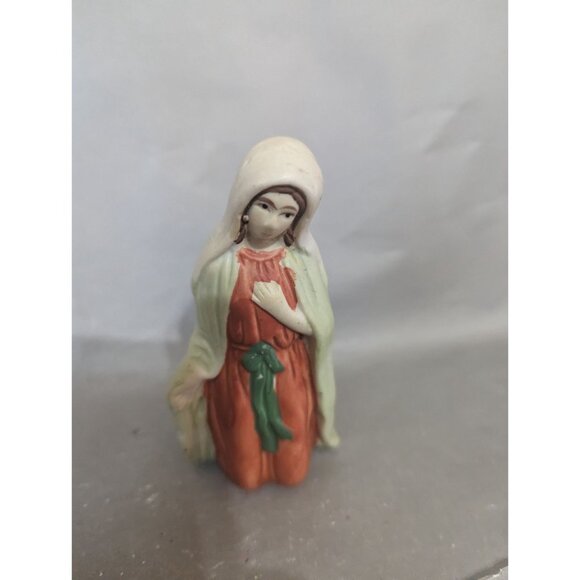 Hand-Painted Mary Figurine Vintage Ceramic Nativity Scene Religious Christmas - Picture 8 of 11